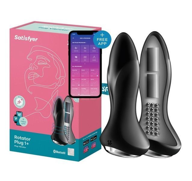 Smart anal plug with vibration and beads Satisfyer Rotator Plug 1 Connect App black