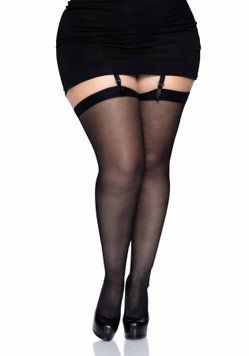 Leg Avenue Sheer backseam stockings, Black, Plus size