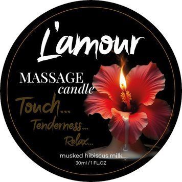 Świeca do masażu L'amour Musked Hibiscus & Milk o kwiatowo-owocowym aromacie, 30 ml