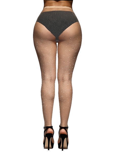 Nude star night fishnet tights with rhinestones XS-L
