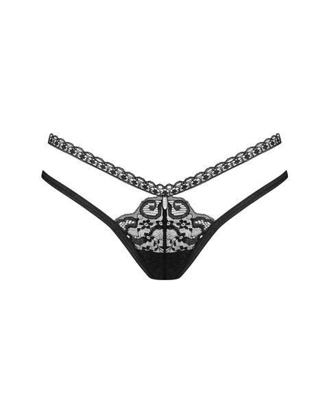 Трусики-стринги Obsessive Blomentis thong, кружевные, боковинки &mdash; двойные полоски, размер XS SX1036 фото