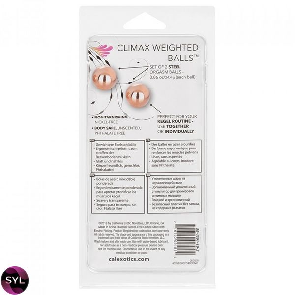 Вагінальні кульки CalExotics Climax Weighted Kegel Balls Nickel-Free - Rose Gold CE13477 SafeYourLove