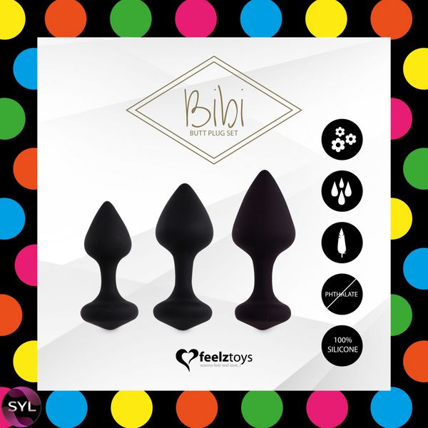 Набір силіконових анальних пробок FeelzToys - Bibi Butt Plug Set 3 pcs Black SO5065 SafeYourLove