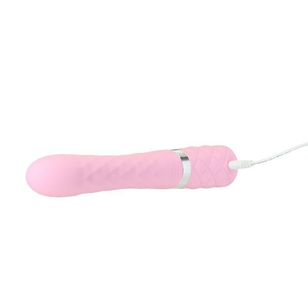 Розовый роскошный кролик с ротацией и вибрацией Pillow Talk Lively, кристалл сваровски, тройной отрост SO6856 фото