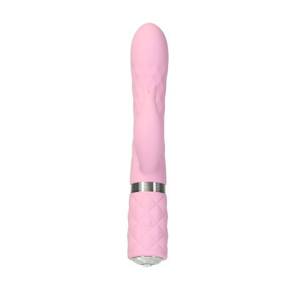 Розовый роскошный кролик с ротацией и вибрацией Pillow Talk Lively, кристалл сваровски, тройной отрост SO6856 фото