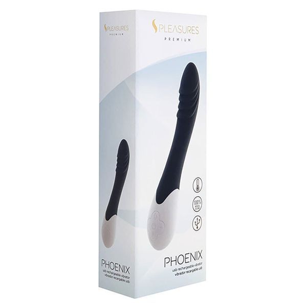 Вибратор S Pleasures Premium Phoenix, для точки G, водостойкий, 16 видов вибрации, нагрев., цвет Black SX1614 фото