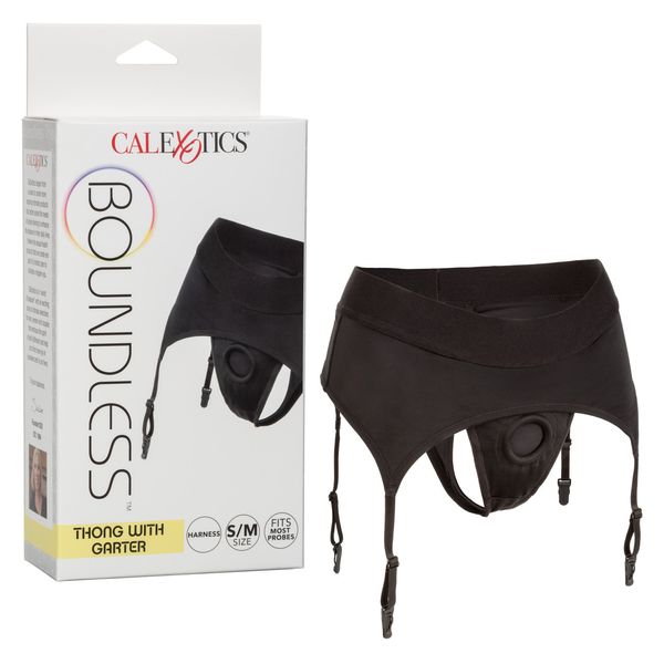 Трусики для страпона с широким поясом California Exotics Boundless Thong with Garter S/М CE14237 фото