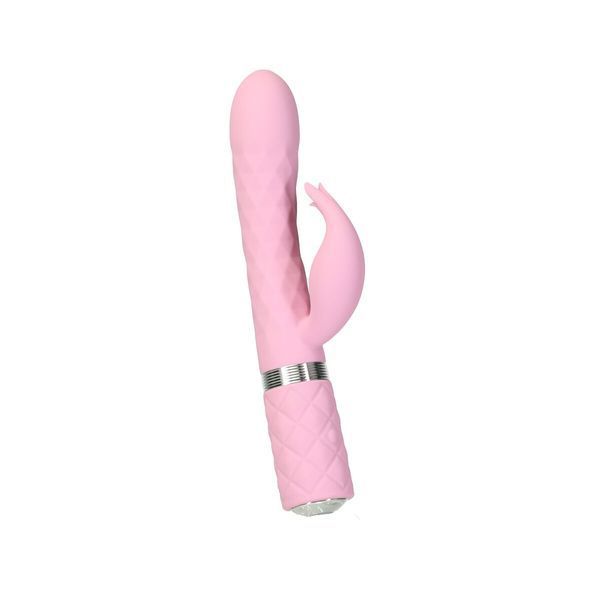 Розовый роскошный кролик с ротацией и вибрацией Pillow Talk Lively, кристалл сваровски, тройной отрост SO6856 фото