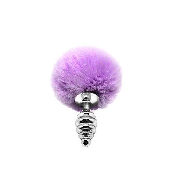 Металева анальна пробка Кролячий хвостик Alive Fluffy Twist Plug S SO6306 SafeYourLove