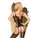 Bodystocking z wzorem sylwetki i imitacją podwiązki Penthouse - Miss Curvy Black S/L (Wyprzedaż)