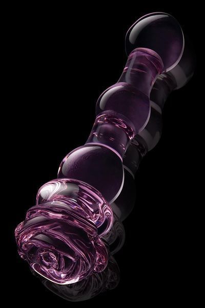 Стеклянный фаллоимитатор Dream Toys Glaze Glass в форме бутона розы с бусинами, розовый DT22123 фото