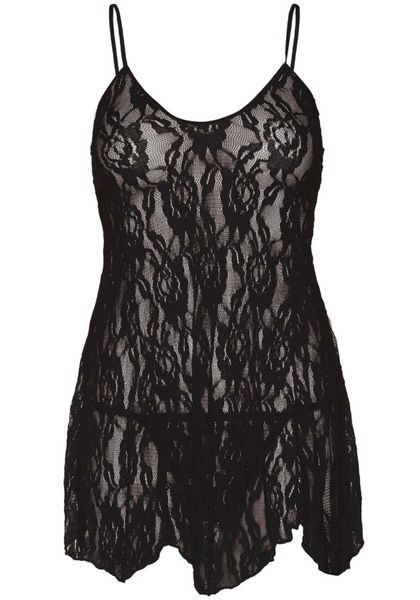 Пеньюар Leg Avenue Rose Lace Flair Chemise Black Plus Size SO9102 фото