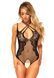 Teddy with open access Leg Avenue Net lace crotchless teddy One size Black, lacing on the back