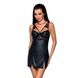 Бэби-долл из эко-кожи и кружева Loona Chemise black - Passion SO5358 фото 1