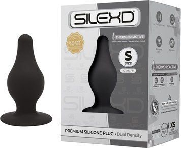 Чорна анальна пробка термореактивна Silexd Plug Model 2 конічної форми, розмір S SL230696 SafeYourLove