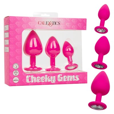 Набор анальных пробок Cheeky Gems 3 размера, розовые CE14654-2 фото