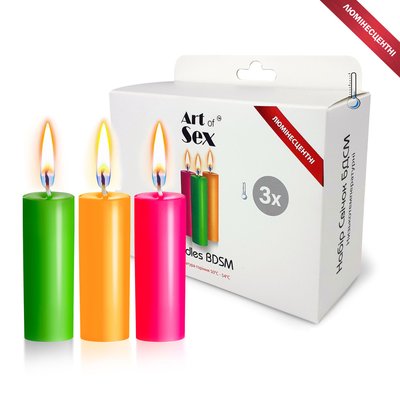 Набор низкотемпературных люминисцентных восковых свечей Art of Sex size S 10 см (3 шт) SO5961 фото