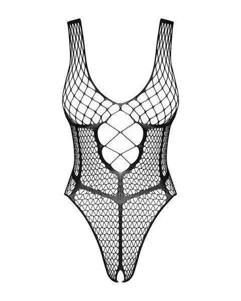 Бодистокинг из крупной сетки с доступом Obsessive B117 teddy, черный SO7205 фото