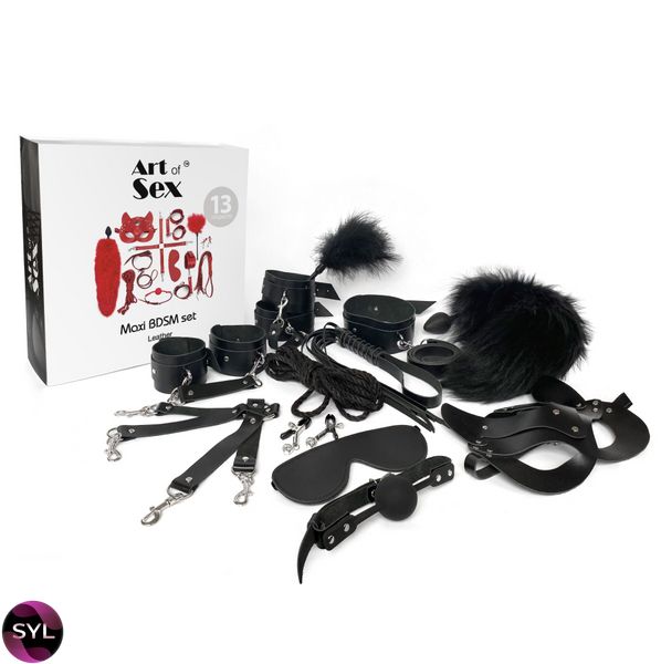 Набор Art of Sex - Maxi BDSM Set Leather, 13 предметов, натуральная кожа, Черный SO7139 фото