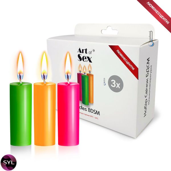 Набор низкотемпературных люминисцентных восковых свечей Art of Sex size S 10 см (3 шт) SO5961 фото