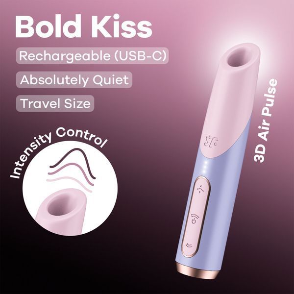 Satisfyer Bold Kiss Violet vacuum stimulator, 3D Air Pulse magnetic technology, 30 operating modes, Purple