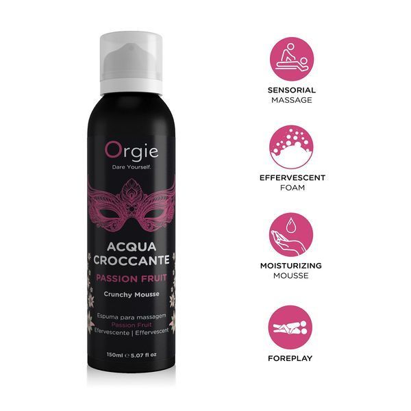 Massage foam Orgie - Acqua Croccante Passion Fruit (150 ml), bursting bubble effect