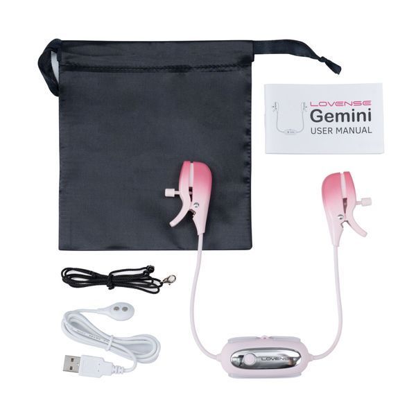 Lovense Gemini Smart Breast Vibrator, Nipple Compression Adjustment, Wearable