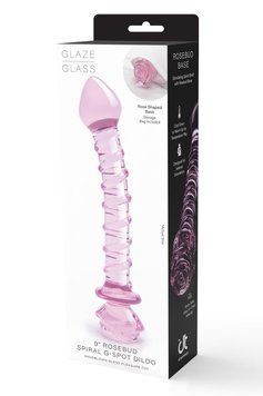 Спиральный фаллоимитатор для точки G из стекла Dream Toys Glaze Glass в форме бутона розы DT22122 фото