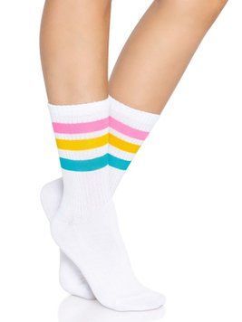 Women's socks in a stripe Leg Avenue Pride crew socks Pansexual