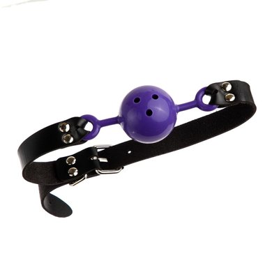 Кляп шарик DS Fetish, фиолетовый на черном ремешке 32019 / SM-G1009 фото