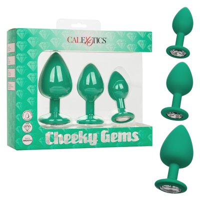 Набор анальных пробок Cheeky Gems 3 размера, зеленые CE14654-1 фото