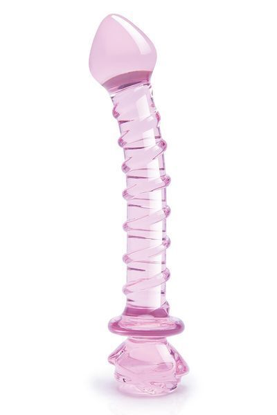 Спиральный фаллоимитатор для точки G из стекла Dream Toys Glaze Glass в форме бутона розы DT22122 фото