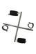 Cross arm and leg fixation system, metal, with black cuffs, BLAZE
