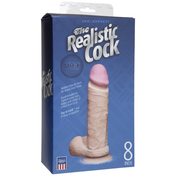 Фалоімітатор Doc Johnson The Realistic Cock 8 inch White - ULTRASKYN, Vack-U-Lock, діаметр 5,1 см SO1551 SafeYourLove
