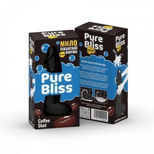 Penis-shaped soap Pure Bliss Coffee Shot with coffee aroma, black, 15 cm