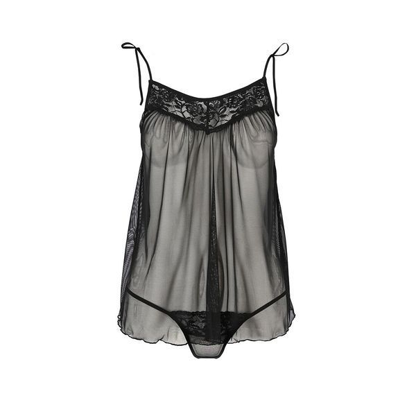 Shirt transparent baby doll MELANIA CHEMISE - Passion, panties, on thin straps, size L/XL