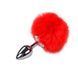 Металева анальна пробка Кролячий хвостик Alive Fluffy Plug, колір Red, розмір S SO6314 фото 1 Safeyourlove