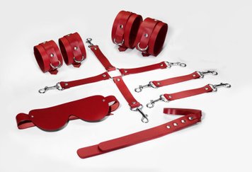 Набір Feral Feelings BDSM Kit 5 Red, наручники, поножі, хрестовина, маска, падл SO8273 SafeYourLove