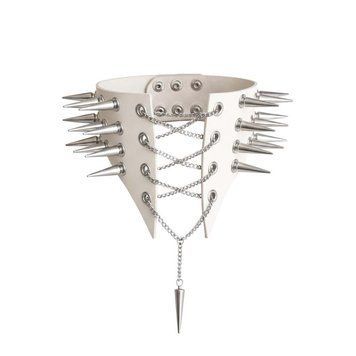 Art of Sex Studded Choker Collar - Ariadne, Genuine Leather, Color White, L-2XL
