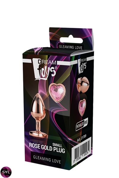 Dt21789 анальна пробка з серцем GLEAMING LOVE ROSE GOLD PLUG SMALL, Золотий DT21789 SafeYourLove