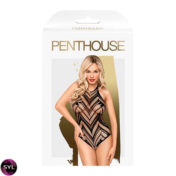 Боді з геометричним орнаментом Penthouse - Go Hotter Black S/L SO4381 SafeYourLove