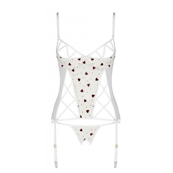 Корсет з підв'язками + стрінги Passion LOVELIA CORSET white SO4769 SafeYourLove