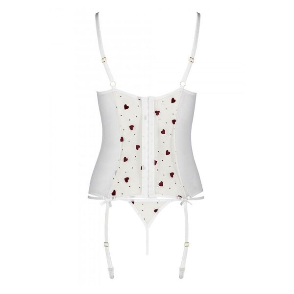 Корсет з підв'язками + стрінги Passion LOVELIA CORSET white SO4769 SafeYourLove