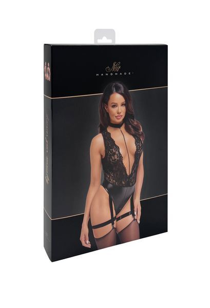 Seksowne body z głębokim dekoltem Noir Handmade Libido F297 czarne, rozmiar M