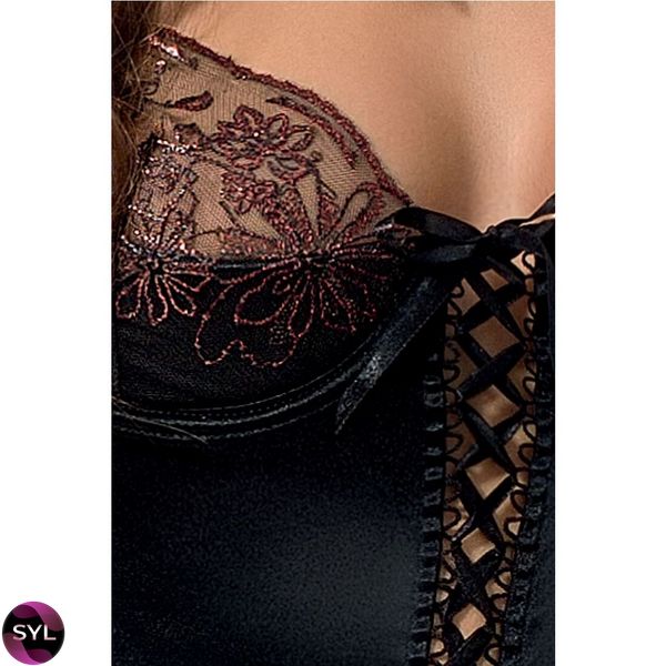 Корсет з пажами Passion BRIDA CORSET black PS22713 SafeYourLove