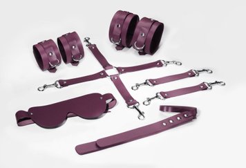 Набір Feral Feelings BDSM Kit 5 Burgundy, наручники, поножі, хрестовина, маска, падл SO8274 SafeYourLove