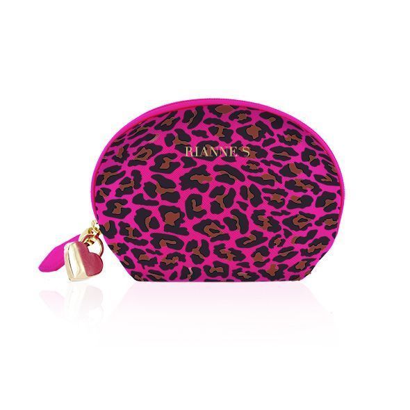 Розовый мини вибромассажер Rianne S: Lovely Leopard, 10 режимов работы, косметичка-чехол SO3886 фото