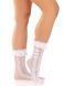 Skarpetki ażurowe Leg Avenue Mini Bow Lace Anklet, z falbankami i ozdobną kokardką, kolor White