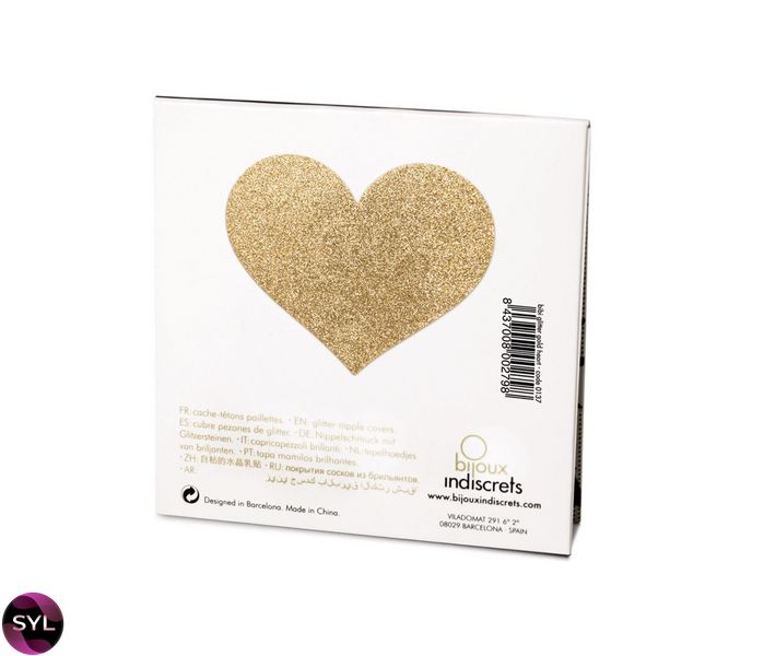Пэстис - стикини Bijoux Indiscrets - Flash Heart Gold, наклеки на соски SO2338 фото