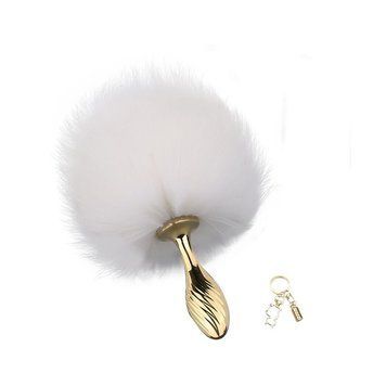 Металлическая анальная пробка Кролиный хвост LOCKINK SEVANDA White Bunny-Tail SX0868 фото